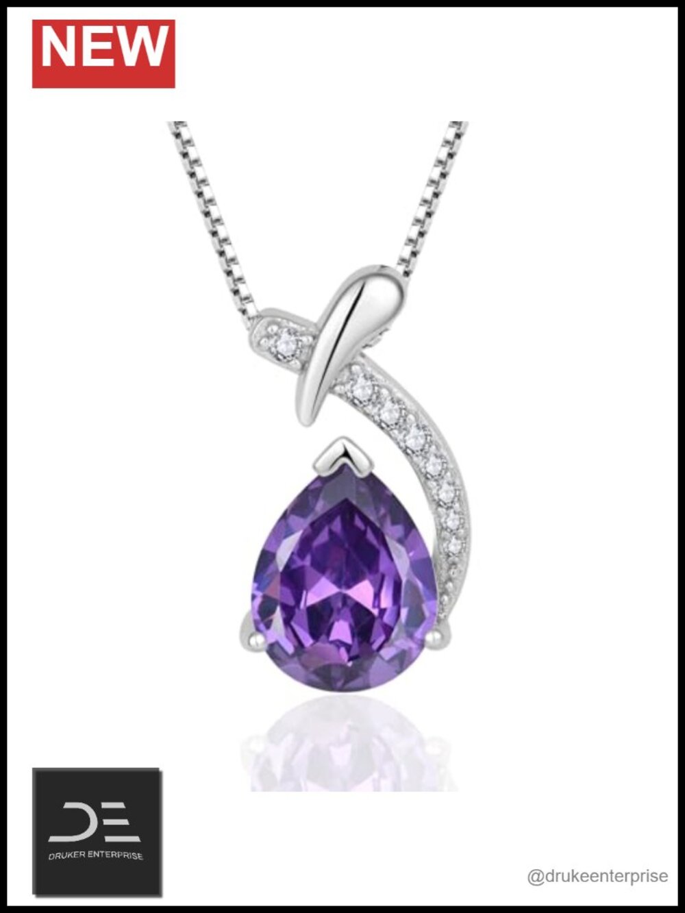 925 Sterling Silver Teardrop Birthstone Pendant Necklace for Women